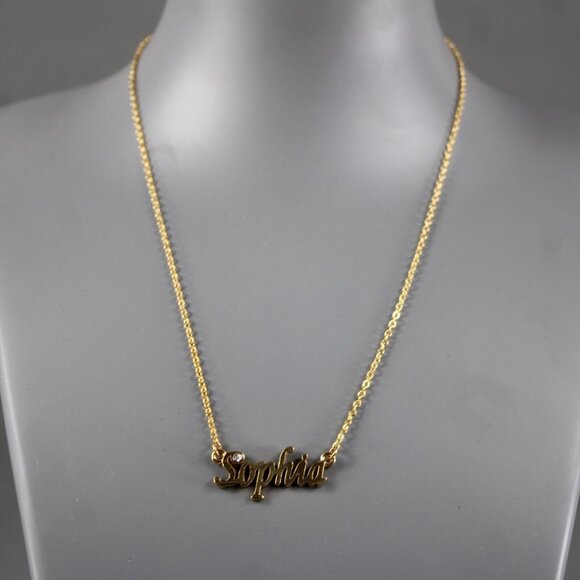 SOPHIA Name Goldtone Rhinestone Accent 14.5" w 4.5 Multi Ring Ext Necklace - Picture 12 of 14